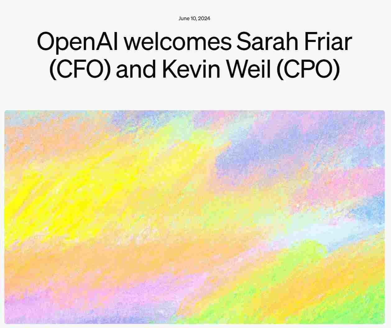 OpenAI 官宣新任首席财务官、首席产品官,并与苹果达成合作 OpenAI 官宣新任首席财务官、首席产品官,并与苹果达成合作